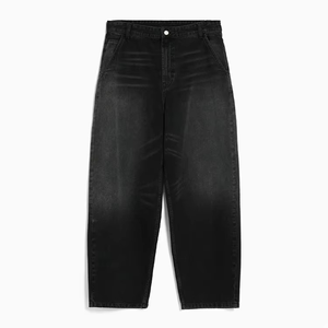 Jeans Baggy en Coton Personnalisés OEM pour Hommes, Noir, Coupe Droite, Jambe Large, Denim, Streetwear, Mode Casual, Jeans pour Hommes de Haute Qualité - Product Image 3