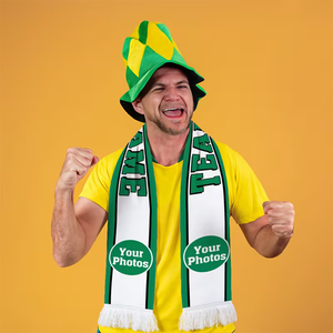 Écharpe de sport verte et blanche personnalisée avec nom et photo, accessoire pour supporter, longue, légère, imprimée sur mesure, écharpe de football - Product Image 6
