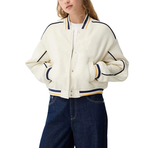Premium Quality Custom Crop Varsity Jackets for Women Wool Sleeves Woolen Crop Letterman Jackets Cropped Baseball Jackets Ladies - Product Image 1