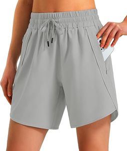 Shorts Deportivos Cortos de 5 Pulgadas para Mujer, Cómodos, Casuales, para Gimnasio, Activos, de Poliéster, Ligeros, para Entrenamiento - Product Image 1
