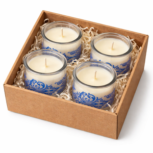 Elegant Glass Jar <b>Candle</b> Set – Blue Floral Design deal for <b>bulk</b> purchase, export, and private labeling suitable for occasions - Product Image 3