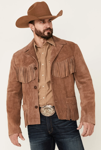 Modern Luxury Men’s Brown Fringe Leather <b>Jacket</b> Elegant Western <b>Suede</b> Coat Custom Fit OEM Wholesale Available - Product Image 3