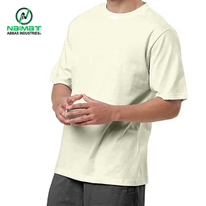 เสื้อยืดผู้ชายสีครีมทรงโอเวอร์ไซส์ ผ้าเนื้อหนัก ระบายอากาศได้ดี ดีไซน์ไหล่ตก สไตล์ลำลอง เท่ห์ๆ - Product Image 4