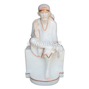 รูปปั้นหินอ่อนสีขาวบริสุทธิ์ | งานฝีมือเชอร์ดิไซบาบาบารูปรูปหินอ่อนในท่าอวยพร-มาลายา - Product Image 1