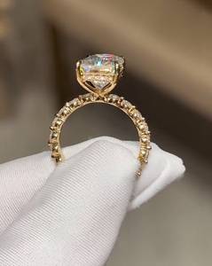 4.5 Carat Elongated Radiant Cut Diamond Engagement <b>Ring</b> for Women | Hidden Halo <b>Solitaire</b> Wedding <b>Ring</b> Gold Plated IGI Certified - Product Image 5