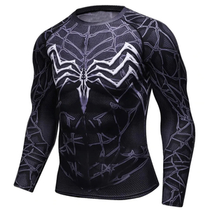 Camiseta de Compresión para Hombre, Manga Larga, Protección UV, Diseño de Telaraña Negra, para Gimnasio y Fitness - Product Image 2