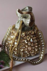 NUEVO Bolso Potli con Cordón y Bordado de Cuentas, Bolso de Mano para Fiesta, Boda, Joyería, Cosméticos - Product Image 4