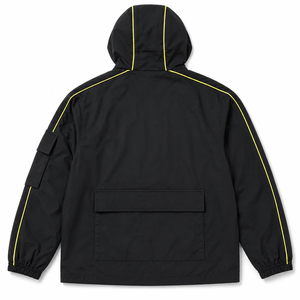 unisex all black hooded windbreaker jacket Neon Piping Tech wear Streetwear Sports Clothing Blank Active Sports Wear Long Sleeve - Product Image 2