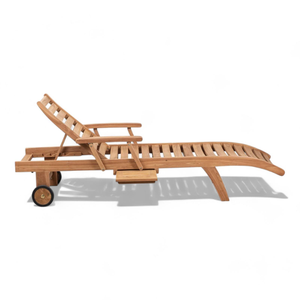 Chaises longues dans le jardin ou sur la plage, chaises longues au bord de la piscine, en teck naturel et polyvalent, résistant aux UV, chaises longues - Product Image 3