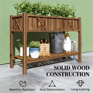 Jardinera Elevada de Madera Carbonizada para Jardín o Uso Doméstico - Product Image 4
