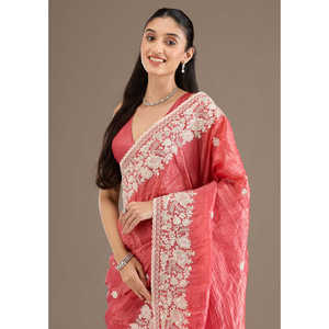 Embroidery and Sequins Saree for <b>Parties</b> Career <b>Dresses</b> with Dazzling Work - Product Image 2
