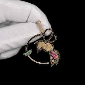 SHRAMAN DIAMOND Iced Dove Peace Gemstone Moissanite Brilliant Cut 10K Solid <b>Gold</b> Custom Dainty Humming Bird Hip Hop Charms Cute - Product Image 1