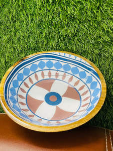 ชามเสิร์ฟทรงกลมพิมพ์ลายไม้หลายสีสำหรับสลัดหรือปัจจุบันทำด้วยมือจากไม้เป็นมิตรกับสิ่งแวดล้อม - Product Image 4