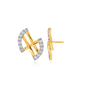 Boucles d'oreilles clous en or jaune pour femme, serties de diamants Caroline, taille brillant rond, bijoux minimalistes pour le quotidien - Product Image 4