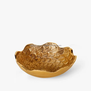Haute Qualité Écologique Naturel Artisanat Élégant Floral Gravé Motif Poli Plat En Métal Bol À La Mode Décor À La Maison - Product Image 3