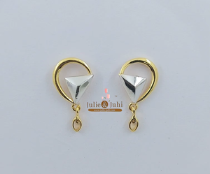 Stylish <b>Tops</b> Piercing 22K Yellow Gold Women <b>Earrings</b> Designed For Solid Casual Wear Minimalist Stud Ear Ring Shape For Weddings - Product Image 4