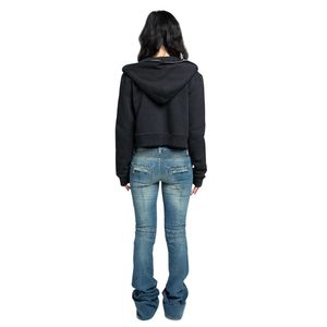 เสื้อฮู้ดครอปซิปเต็มตัว สีดำ ทรงโอเวอร์ไซส์ สไตล์สตรีทแวร์ สำหรับผู้หญิง มีซิปด้านหน้า แฟชั่นลำลอง - Product Image 6
