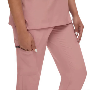 Best Selling DHL Brand Polyester Spandex Eagle Green Round Neck Scrub Top Jogger Pants Medical Nursing Scrubs Uniforms - Product Image 4