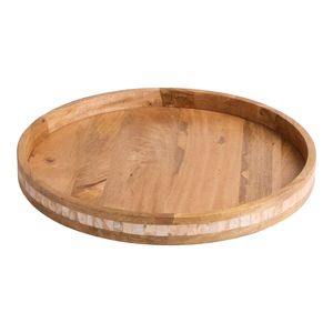 Exclusive <b>Wooden</b> and Mother of Pearl Decorative <b>Tray</b> with Handmade Mosaic Design for Hotels Restaurants and Homes - Product Image 1