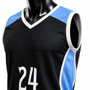 Conjunto de Uniforme de Baloncesto Personalizado en Negro y Azul, Camiseta y Pantalones Cortos de Baloncesto Transpirables de Malla, Fabricante OEM ODM de Marca Privada - Product Image 6
