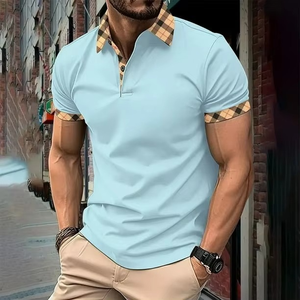 เสื้อยืดแขนสั้นผู้ชายสีพื้นลำลอง เสื้อยืดผู้ชายผ้าเย็นระบายอากาศ เสื้อโปโลผู้ชาย - Product Image 5