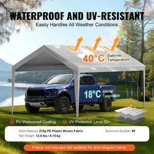 Telo di Ricambio per Carport 10x20 piedi, Resistente, Impermeabile, Protezione UV, Facile da Installare, Tenda Superiore per Garage, Riparo per Camion - Product Image 3