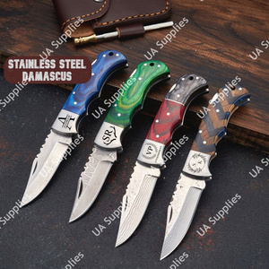 Cuchillo Táctico de Supervivencia para Caza, Camping y Actividades al Aire Libre, Plegable, de Acero Inoxidable Damasco Premium, Resistente a la Corrosión, de Larga Duración - Product Image 3