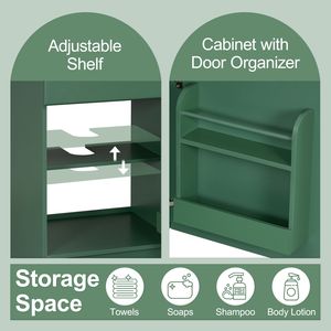 Mueble de Baño Verde de 20 Pulgadas con Lavabo, Estante en la Puerta y Estante Ajustable - Product Image 4