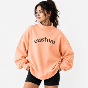 Sudadera Oversize de Cuello Alto para Mujer, de Algodón Afelpado, Hombros Caídos Relajados, Manga Larga, Proveedor de Fábrica OEM ODM - Product Image 1