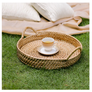 Modern Style Eco-Friendly Natural Rattan Round Tea & <b>Coffee</b> Serving Tray Top Cafe <b>Coffee</b> <b>Table</b> Decorative Accent At Wholesale - Product Image 1