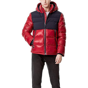 Blouson matelassé en laine et nylon noir pour homme The North Face, col à capuche, hiver, techniques de lavage, fermeture éclair, service OEM, logo frontal - Product Image 2