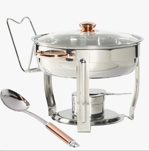 ชุดอุ่นอาหารบุฟเฟ่ต์สแตนเลสทรงกลม ขนาด 5 ควอร์ต จำนวน 4 ชิ้น พร้อมถาดเต็มใบ ราคาประหยัด - Product Image 2