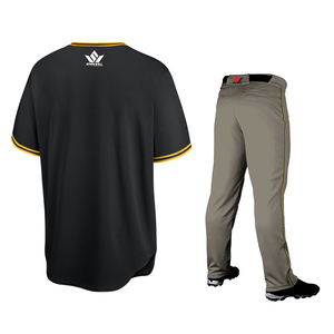Pantalon de baseball gris pour homme avec bande jaune, en polyester respirant, coupe classique, fermeture à ceinture, vêtements de sport pour adultes - Product Image 4