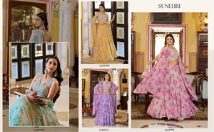 Georgette Classic Ball Gown Floor-Length Navratri Lehenga Choli Embroidered Floral Foil Print Gotta Patti Lace Slim Fit Natural - Product Image 2