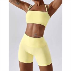 OEM/ODM Plus Size Fashion Solid Pink Full Length Active Stretch Spandex/Nylon Fitness <b>Set</b> High Quality Yoga Pants <b>2</b> <b>Piece</b> - Product Image 4