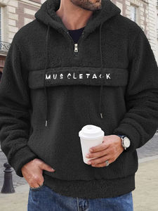 Sweat à capuche zippé personnalisé OEM brodé unisexe coupe ample en molleton épais avec imprimé lettres automne/polyester/coton - Product Image 5