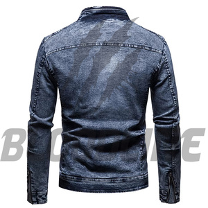 BLOODLINE INTERNATIONAL Blouson en jean pour femme, manches longues, col boutonné, fermeture à bouton unique, bleu uni délavé, hiver - Product Image 4
