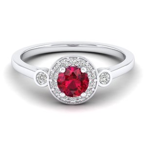 Bague en argent sterling 925 avec rubis rond de 0,5 carat, design exclusif REYES, pour femmes, certifiée GRA, bijoux fins en moissanite - Product Image 1