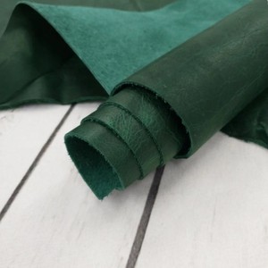 Supple Green Pull-Up Leather Hide High End Genuine Cowhide Material for Custom Fashion Handbags Wallets Purses DIY Crafts - Product Image 2