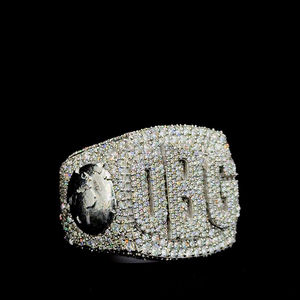 แหวนเพชรแนวฮิปฮอปสีเงิน S925ขนาดใหญ่สำหรับผู้ชายแหวนหลังแบบเพชรสำหรับใส่ออกงานแล็บ - Product Image 4