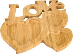 Plateau de service en bois en forme de cœur avec porte-bougie chauffe-plat, plateau familial pour le petit-déjeuner - Product Image 3