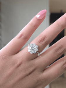 Round Lab Grown Diamond <b>Cluster</b> Halo Ring 2.25 Ct Gold Floral Statement Engagement Fine Jewelry Gift for Women - Product Image 1