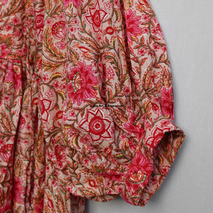 Hermoso vestido floral de algodón con estampado a mano, vestido para uso casual, vestido con estampado a mano. - Product Image 5