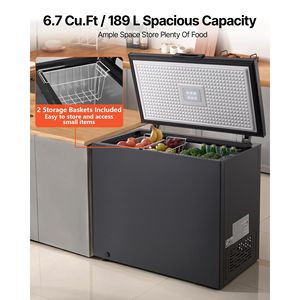 Congelatore orizzontale compatto da 6,7 piedi cubi con apertura superiore e 2 cestelli rimovibili regolabili - Product Image 3