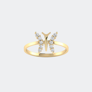 แหวนเพชรทรงกลม 0.30 กะรัต ดีไซน์ผีเสื้อแบบเรียงต่อกัน สไตล์มินิมอล - Product Image 1