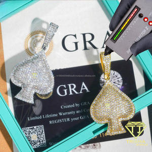Pendentif en moissanite et diamant Iced Out Spade, fabriqué en argent sterling 925, avec un design de bijoux hip-hop de luxe. - Product Image 2
