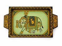 Plateau de service en bois imprimé éléphant, fait main, décoratif, pour table basse, décoration ethnique pour la maison, vente en gros pour mariages