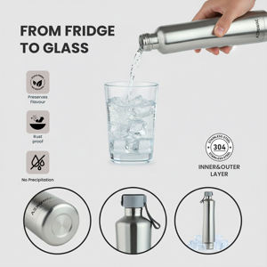 Premium <b>Metal</b> Water Bottle Vacuum Insulated Cold Hot Beverage Flask Reusable Stainless Steel Canteen Gray Lid Loop Sports Travel - Product Image 3