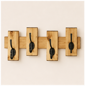 Modern Rustic Solid Wood <b>Wall</b> Mounted Coat Rack With 4 Heavy-Duty Black Iron <b>Hooks</b> Farmhouse Entryway Organizer For Coats Hats - Product Image 5