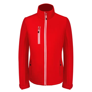 Men's <b>Red</b> Fleece Jacket Stand Collar Zipper Closure Windproof Casual Outdoor Wear Autumn Season Regular Fit Slim Style - Product Image 1